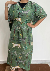 Vestido Kaftan Maxi de Algodón Estampado a la Moda para Mujer con Hermosos Estampados en Toda la Prenda, Ajuste Cómodo y Uso Versátil - Product Image 4