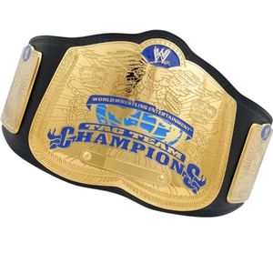 Ceinture de champion WWE avec sangle noire et design doré, titre personnalisable pour les fans et les collectionneurs - Product Image 5