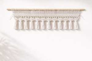 <b>White</b> Geometric Woven Macrame Tassel Wall <b>Hanging</b> Boho Luxury Living Room Decor - Product Image 1