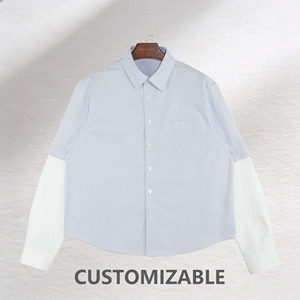 Nouveauté Chemises Oxford à manches longues pour hommes en coton 100% à double couche et patchwork - Product Image 1