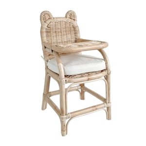 Silla Alta de Ratán Natural al por Mayor con Diseño de Orejas de Oso para Sala de Juegos Infantil, Precio de Fábrica, Venta Caliente, Muebles en Miniatura - Product Image 2