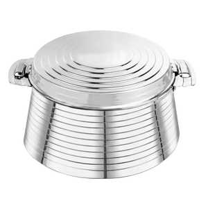 Plat de service isotherme en métal noir avec couvercle doré en forme de croissant pour fondue et plats chauds - Product Image 3