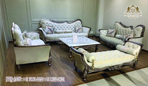 Sofá de diseño real de 5 plazas, conjunto de sofás de madera de teca tallada a mano, estilo clásico - Product Image 3