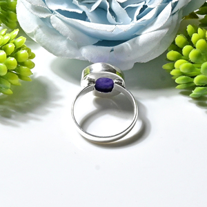Charoite Rose Cut Stone Handmade Oxidized <b>Silver</b> Plated <b>Ring</b> Charoite Gemstone Bezel Set Vintage Women's <b>Statement</b> <b>Rings</b> - Product Image 2