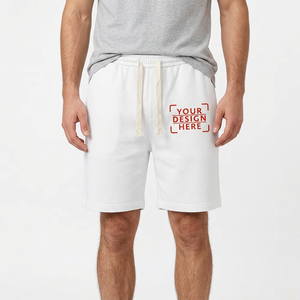 Shorts en coton blanc pour homme, taille à cordon, style décontracté, sport, jogging, fitness, entraînement, gym, séchage rapide - Product Image 5