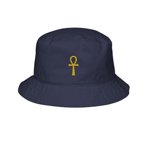 Sombrero de Pescador del Antiguo Egipto - Sombrero de Sol de Ala Ancha de Algodón Premium con Cruz Ankh Egipcia Bordada - Product Image 2