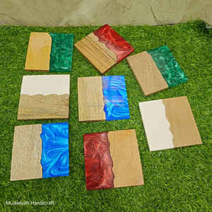 Posavasos de madera y resina de calidad perfecta, posavasos de nogal con color personalizado, estilo de lujo moderno para uso en el hogar, oficina, Hotel - Product Image 2