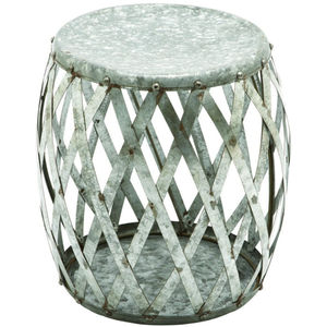 Taburete lateral de metal de alta calidad con detalles en plata antigua, mesa auxiliar y mesita de noche para la sala de estar y el dormitorio al mejor precio. - Product Image 6