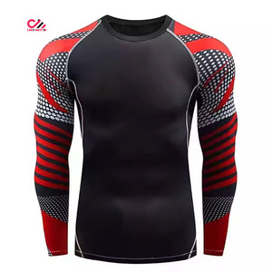 Conjunto de compresión para hombre, manga larga, cuello redondo, secado rápido, licra, poliéster, camiseta de manga larga y pantalones para venta en línea - Product Image 6