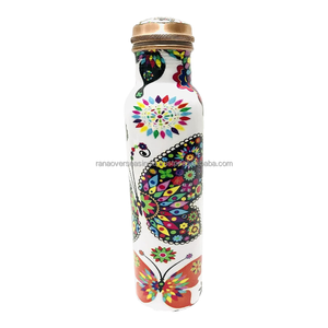Personalized <b>Hot</b> Sale Leak Proof Ayurvedic Drinkware Copper <b>Bottle</b> With Butterfly Pattern for Travelling Purpose Copper Vessel - Product Image 3
