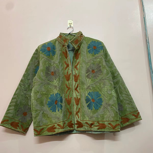 Hand Embroidered Suzani Boho Velvet <b>Winter</b> Jacket Designer Ethnic Womens Coat Artisan Handmade Jacket - Product Image 1