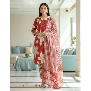 Conjunto de 3 Piezas de Ropa Tradicional India para Mujer, Marca Laxmi Lifestyle Export, de Algodón Lavable, para Fiestas - Product Image 1