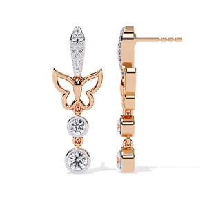 JEWELLERY PLANET Pendientes de Diamantes Cultivados en Laboratorio en Oro Amarillo para Mujer, Corte Brillante, Clásicos para Boda, Chapados en Oro de 14k-22k - Product Image 3