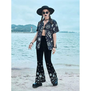 Custom OEM Summer Breathable <b>Women</b> Short Sleeve Allover Floral Print <b>Hawaiian</b> <b>Shirts</b> for <b>Women</b> - Product Image 4