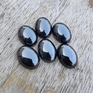 Hematite noire naturelle, cabochon de forme ovale, dos plat, qualité calibrée AAA, pierre précieuse lisse pour la fabrication de bijoux, toutes tailles - Product Image 5