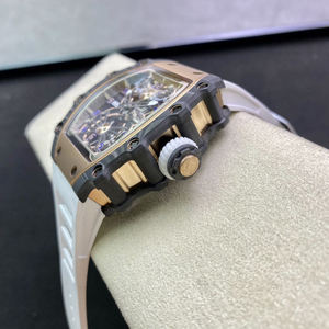 Montre de mode de haute qualité RM, boîtier en fibre de carbone or rose, bracelet en caoutchouc, montre mécanique sportive de luxe étanche - Product Image 3