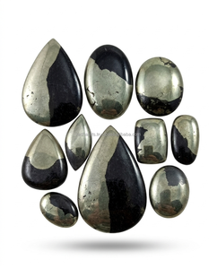 Pirita Dorada Apache Natural, Lote de Cabujones de Diseño, Gema Ovalada, Forma de Pera, Gema Suelta Hecha a Mano para Fabricación de Joyas y Colgantes - Product Image 3