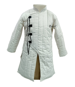 Gambeson médiéval fait main en coton rembourré blanc, veste d'armure matelassée pour reconstitution historique, SCA, foire Renaissance et Halloween - Product Image 1