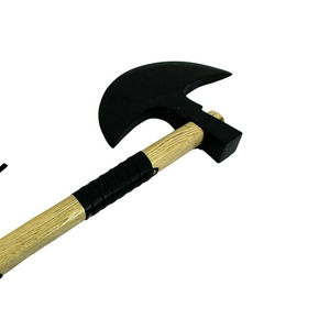 Hache à main en acier au carbone forgé à la main SHORT SIGN INDUSTRY, tête de type Dirilis Turgut Alp, lame solide, manche en bois d'olivier, enveloppé de cuir - Product Image 4