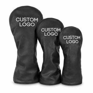 Manufacture Custom Logo PU Leather <b>Golf</b> Head Covers Solid Black Driver Fairway Wood Hybrid Protector <b>Golf</b> Driver Head Covers - Product Image 1