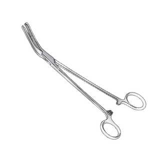 Pinzas para Histerectomía Manuales de Acero Inoxidable, Anguladas y Planas, 1-2 Dientes, 197 mm de Largo, Instrumentos Quirúrgicos, Fabricante Pakistán - Product Image 1