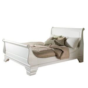 Best Selling Antique <b>White</b> French Mahogany <b>Bed</b> <b>Frame</b>, Modern Carved Teak Wood Furniture for Hotel/Villa/Apartment/Home - Product Image 2