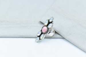 Natural Pink Conch Pearl Sterling Silver <b>Adjustable</b> <b>Ring</b> Handmade Gemstone Jewelry for Women Wholesale - Product Image 4