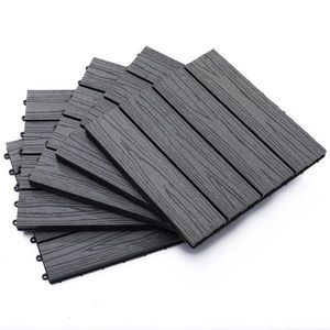 Piastrelle per Patio in Legno di Acacia Scanalato 12x12, Incastrabili, Confezione da 11, Grigio - Product Image 1