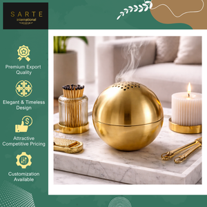 ของตกแต่งบ้านหรูหราทันสมัยคุณภาพพรีเมียม โคมไฟน้ำหอมทำมือจากหินอ่อนสีขาวและทองเหลือง ที่วางธูปแบบอินเดีย - Product Image 4