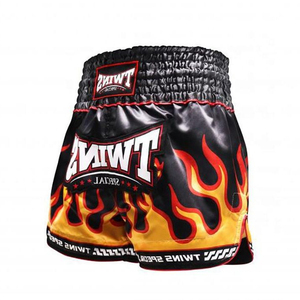 กางเกงคิกบ็อกซิ่ง MMA แบบคู่ ปรับแต่งได้เต็มที่ ดีไซน์ใหม่สำหรับผู้ชาย พิมพ์ลายแบบ Sublimation ผ้าซาติน โพลีเอสเตอร์ 100% รับผลิตแบบ OEM กางเกงคู่ - Product Image 3