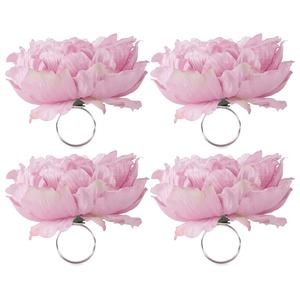 Anillos de servilleta con flores rosas, decoración de mesa de boda de tela, 5 cm de ancho, juego de 4 - Product Image 5