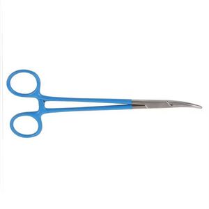 Pinzas Hemostáticas Curvas de Acero Inoxidable, Pinzas Quirúrgicas Kelly para Arterias, Instrumento Médico con Recubrimiento Azul - Product Image 6