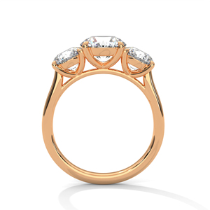Handcrafted Art Deco Engagement <b>Ring</b> 14k Solid Rose <b>Gold</b> <b>Ring</b> Featuring Three Prong <b>Set</b> Brilliant Round Cut Lab Grown Diamonds - Product Image 2