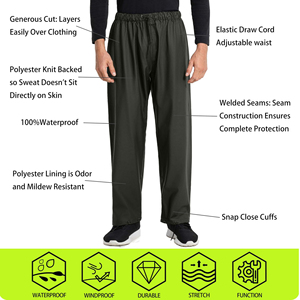 SELF INDUSTRIES Men's <b>Waterproof</b> Windproof Breathable Wool/Polyester Safari Jacket Stand Collar Wool Liner Single Button Closure - Product Image 5