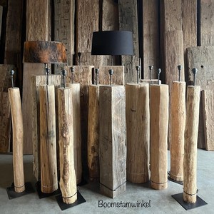 Lámpara de Pie con Base de Tronco de Acacia, Estilo Rústico, Madera Natural, Pantalla de Tela Marrón, Decoración Moderna para Sala de Estar o Dormitorio - Product Image 3
