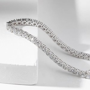 Bracelet chaîne élégant en moissanite, argent sterling 925, bijoux de luxe étincelants pour femmes, cadeau - Product Image 4