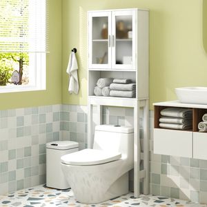 Mobiletto da Bagno Regolabile Sopra il WC, Armadietto per Stoccaggio in Bagno, Arredamento Bagno - Product Image 1