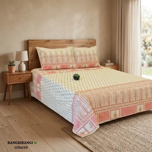 Ensemble de couvre-lit en coton imprimé style Jaipur de qualité supérieure avec housses d'oreiller pour la maison et l'hôtel - Product Image 1