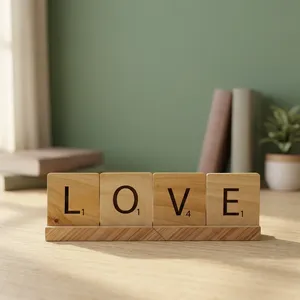 Blocs de lettres LOVE en bois faits à la main avec base en bois rustique, décoration de table, décoration d'intérieur, cadeau - Product Image 3