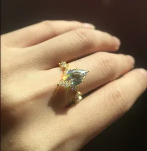 Moissanite Engagement <b>Ring</b> <b>925</b> <b>Silver</b> Lightweight Elegant Women Jewelry - Product Image 1