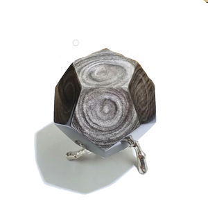 Dodecaèdre en obsidienne argentée naturelle, pierre de cristal, pierre géométrique, pierre précieuse d'agate, pour la guérison, vente en gros - Product Image 2