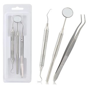 Juego de 3 Instrumentos Dentales Manuales de Acero Inoxidable: Espejo, Explorador y Pinza para Algodón |   Examen de Cuidado Bucal Clase I con Empuñadura Ergonómica - Product Image 1