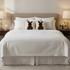 SOGA 6PC 45cm Pillowcases 2 Brown Bunny Silhouette and 4 Elegant White Textured <b>Decorative</b> <b>Pillow</b> Covers for Sofa Bedroom - Product Image 4