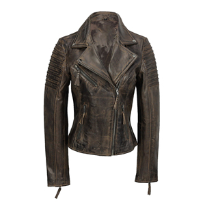 Blouson Bomber Moto Femme en Cuir Véritable Coupe Slim Noir Zippé Col Montant Logo Personnalisé Automne Prix Usine Vente en Gros - Product Image 1