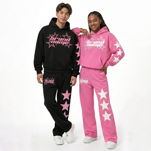 Conjunto de Sudadera con Capucha y Pantalones Deportivos de Algodón 100% Personalizados para Invierno, Sudadera con Estampado Gráfico Personalizado, Pantalones Deportivos con Estampado de Corazón, Ropa Deportiva Informal de Dos Piezas - Product Image 1