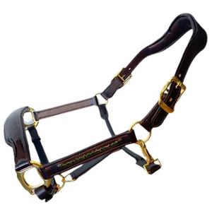 Cabestro de Cuero Genuino Premium para Caballo con Herrajes de Latón, Acolchado Ajustable, Estilo Silla Inglesa para Uso Ecuestre - Product Image 3