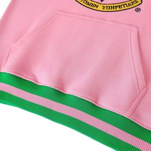 Sudadera Unisex AKA Rosa Verde de Felpa con Cuello Redondo y Espalda Negra, Cálida y Casual, con Parche Bordado, Estilo Urbano - Product Image 3