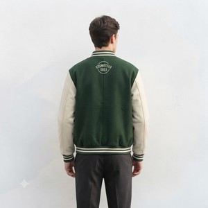 Dernière Collection 2026 : Blouson Teddy Homme avec Manches Crème, Col Rabattu, Fermeture Boutonnée, Style Preppy, Idéal Automne - Product Image 3