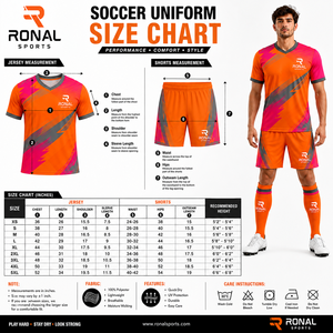 ชุดฟุตบอลชาย RONAL SPORTS สีส้มชมพู ลายเรขาคณิต แขนสั้น ระบายเหงื่อได้ดี ทรงสปอร์ต เหมาะสำหรับทุกฤดูกาล - Product Image 6