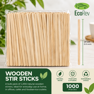 EcoRev Bâtonnets à mélanger plats en bambou modernes, 1000 pièces, biodégradables, pour café et thé, usage professionnel - Product Image 5